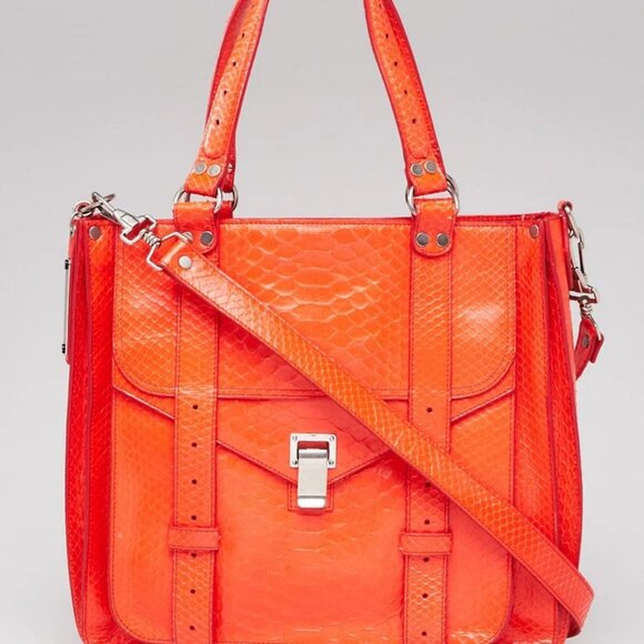 Proenza Schouler Red Python PS1 Tote Bag - Picture 1 of 12
